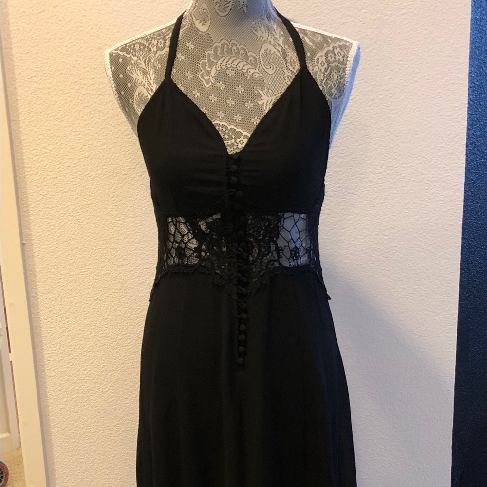 Slit long black dress